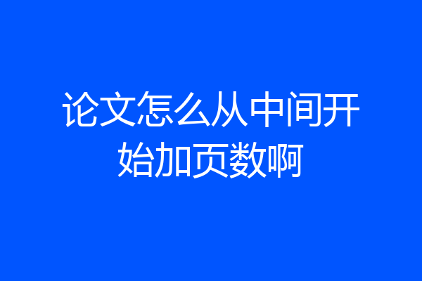 论文怎么从中间开始加页数啊