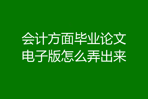 会计方面毕业论文电子版怎么弄出来