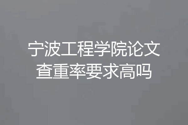 宁波工程学院论文查重率要求高吗