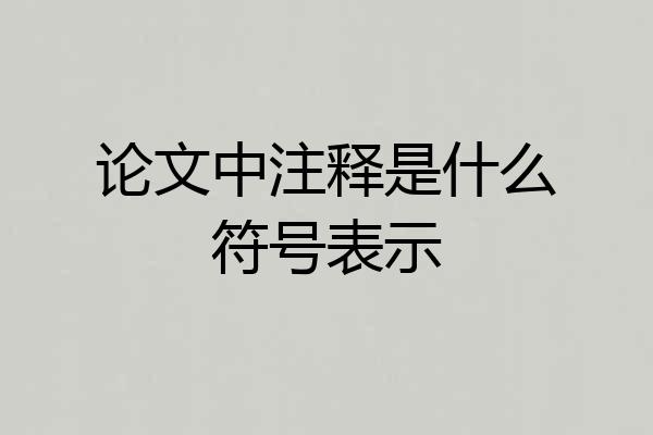 论文中注释是什么符号表示