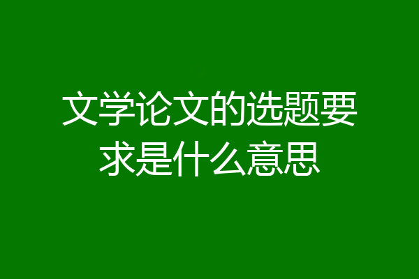 文学论文的选题要求是什么意思