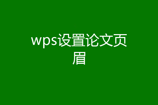 wps设置论文页眉
