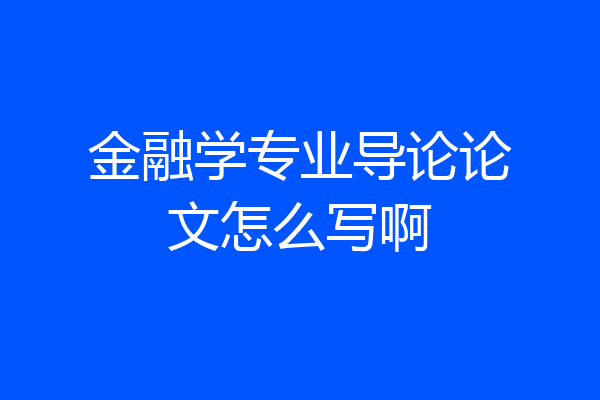 金融学专业导论论文怎么写啊