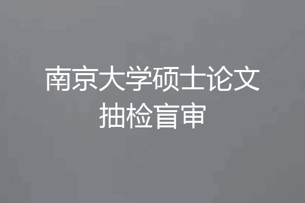 南京大学硕士论文抽检盲审