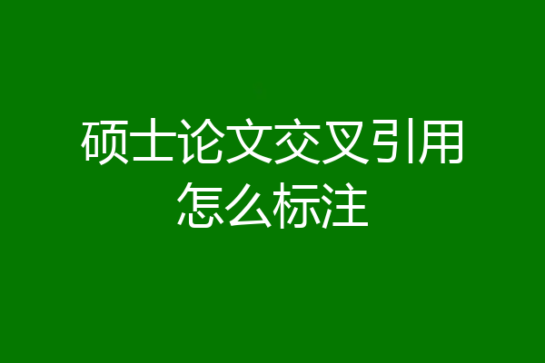 硕士论文交叉引用怎么标注