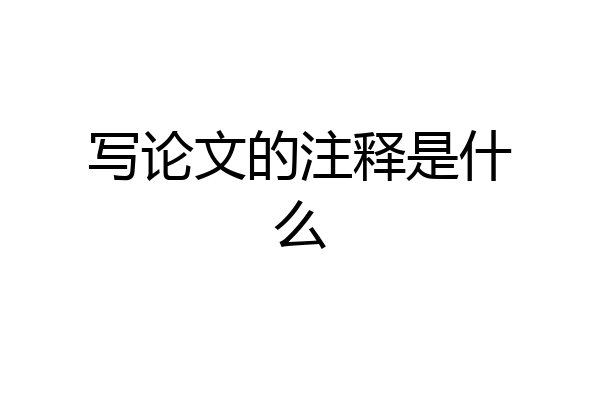 写论文的注释是什么