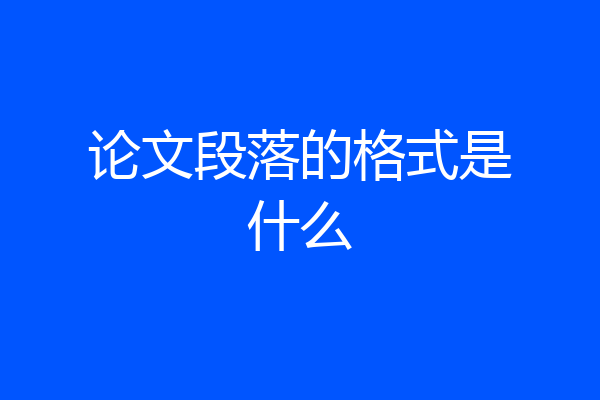 论文段落的格式是什么