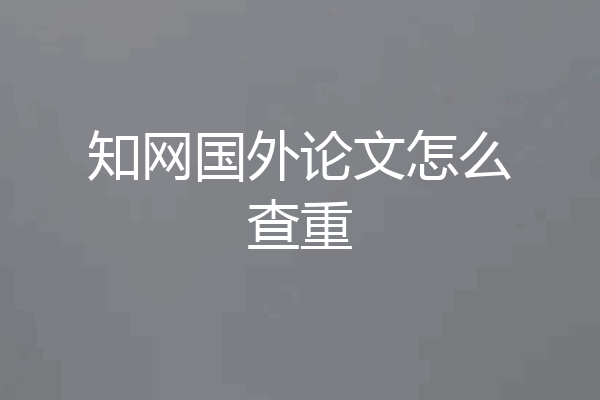 知网国外论文怎么查重