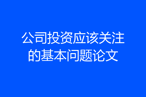 公司投资应该关注的基本问题论文