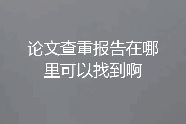 论文查重报告在哪里可以找到啊