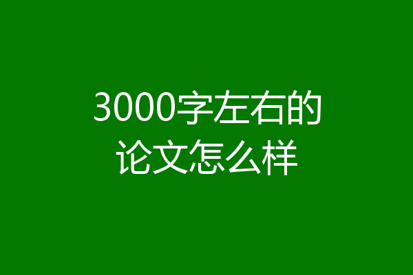3000字左右的论文怎么样
