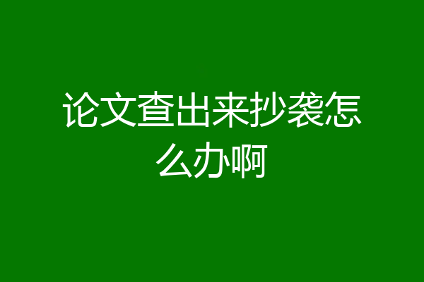 论文查出来抄袭怎么办啊
