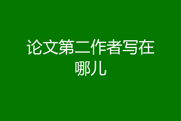 论文第二作者写在哪儿