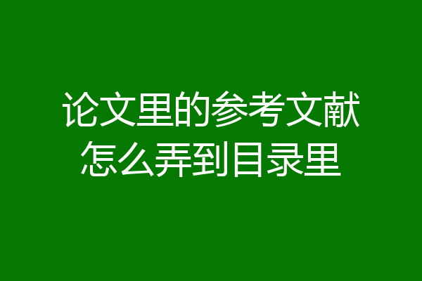 论文里的参考文献怎么弄到目录里