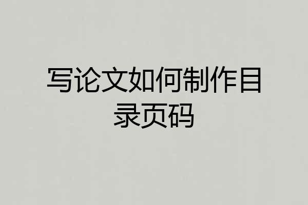 写论文如何制作目录页码