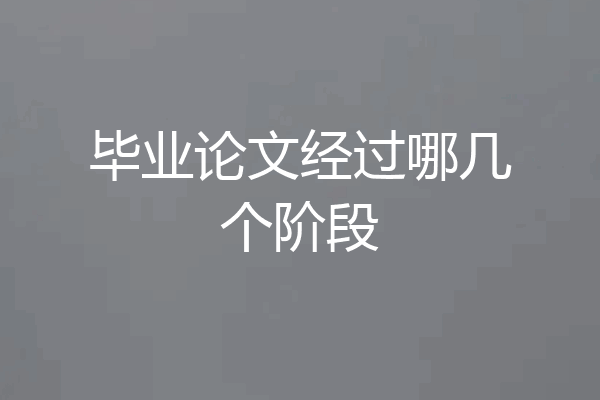 毕业论文经过哪几个阶段