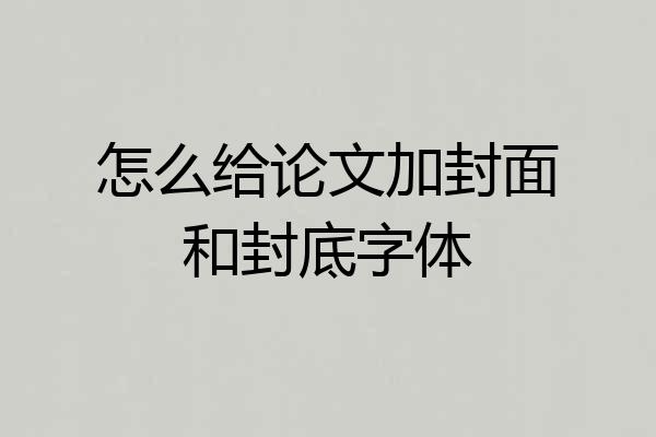 怎么给论文加封面和封底字体
