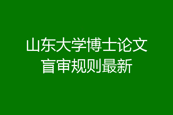 山东大学博士论文盲审规则最新