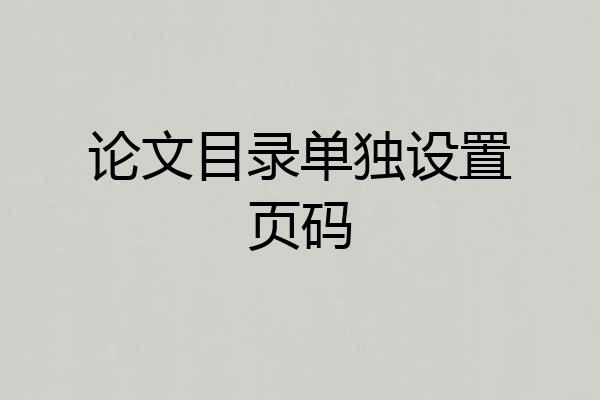 论文目录单独设置页码