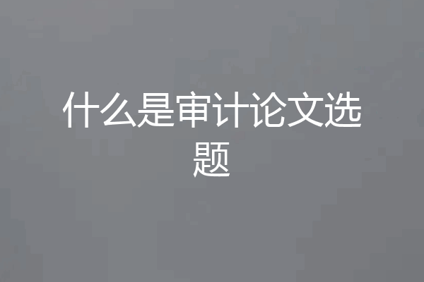 什么是审计论文选题
