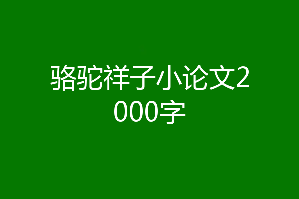骆驼祥子小论文2000字