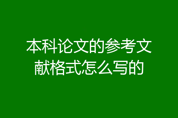 本科论文的参考文献格式怎么写的