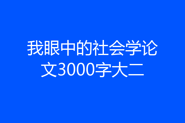 我眼中的社会学论文3000字大二