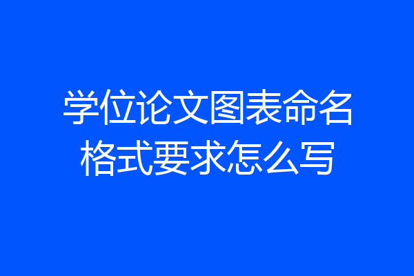 学位论文图表命名格式要求怎么写