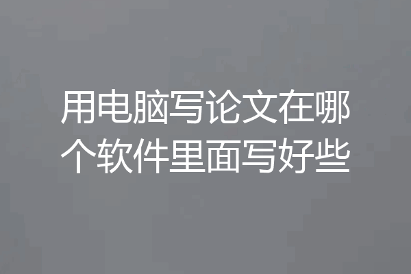 用电脑写论文在哪个软件里面写好些