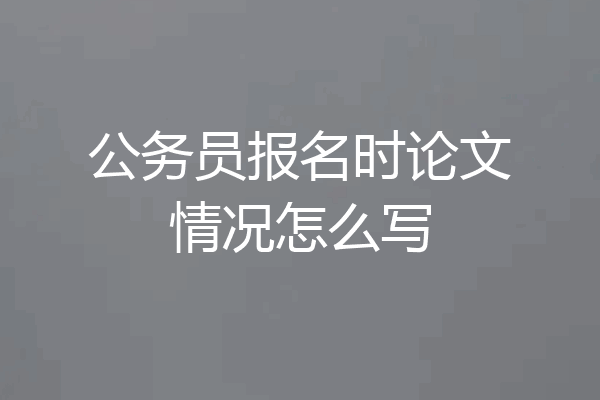公务员报名时论文情况怎么写