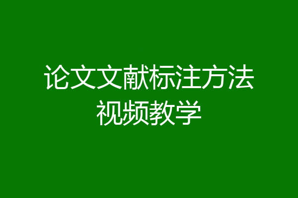 论文文献标注方法视频教学