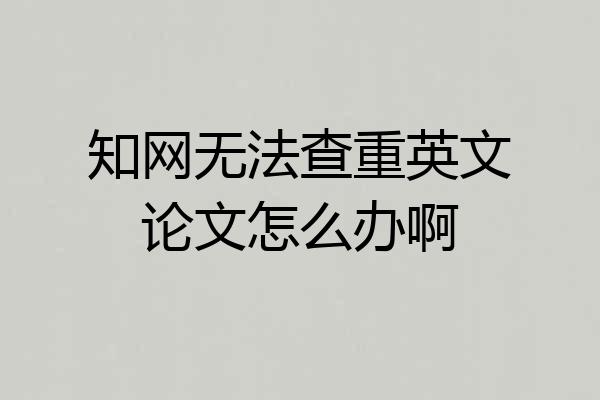 知网无法查重英文论文怎么办啊