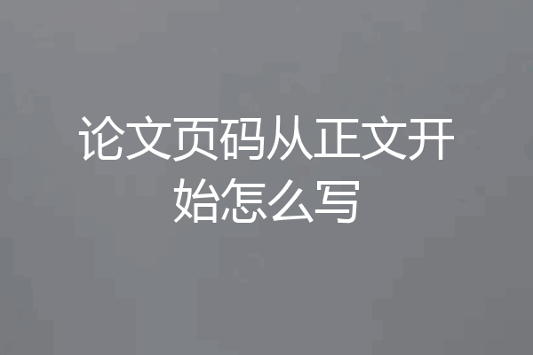 论文页码从正文开始怎么写