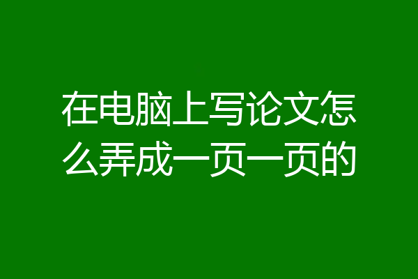 在电脑上写论文怎么弄成一页一页的