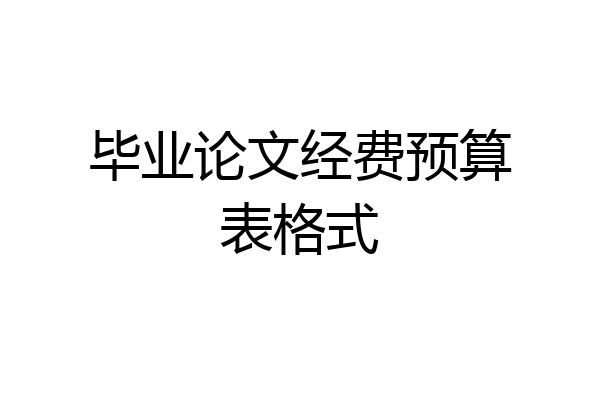 毕业论文经费预算表格式