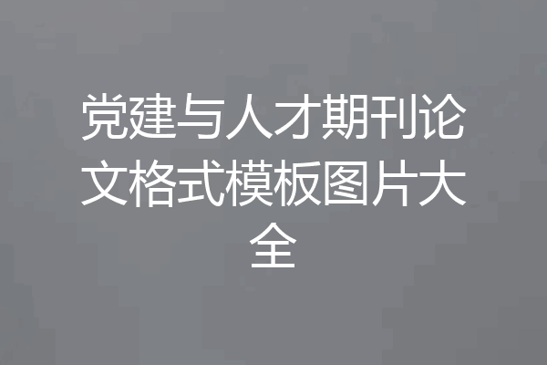 党建与人才期刊论文格式模板图片大全
