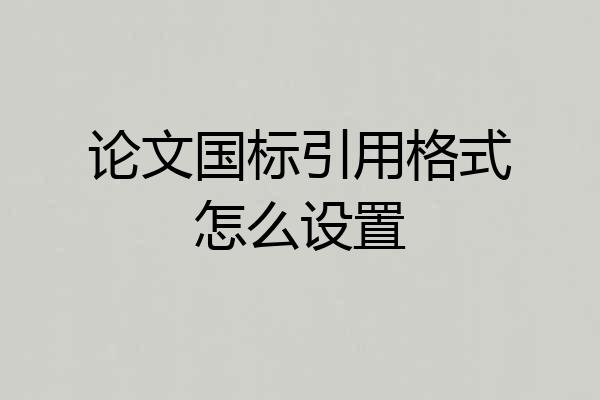 论文国标引用格式怎么设置