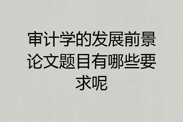 审计学的发展前景论文题目有哪些要求呢