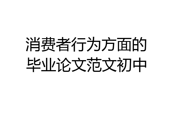 消费者行为方面的毕业论文范文初中