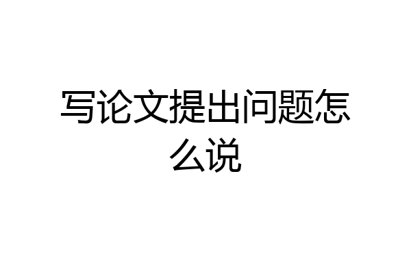 写论文提出问题怎么说