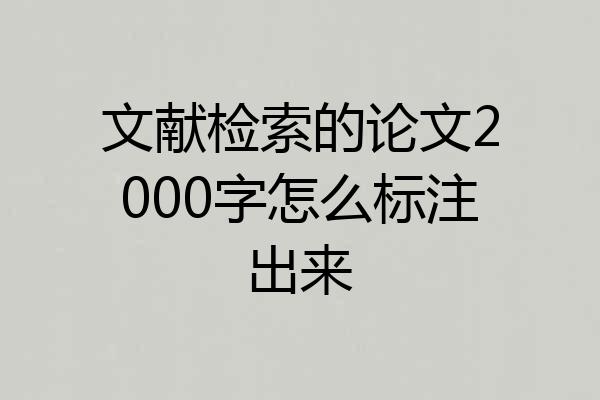 文献检索的论文2000字怎么标注出来
