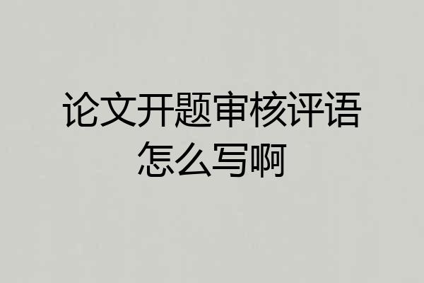 论文开题审核评语怎么写啊