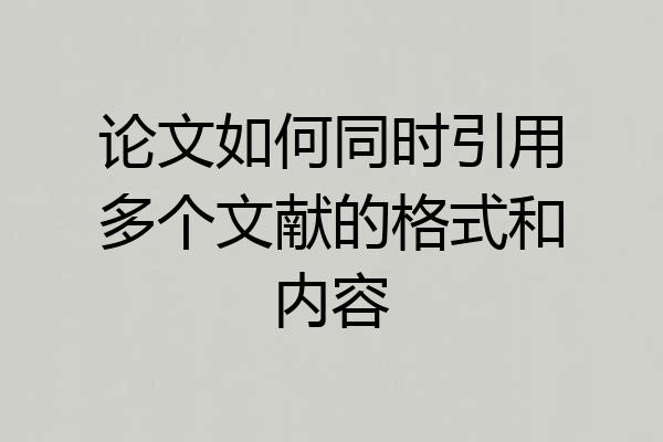 论文如何同时引用多个文献的格式和内容