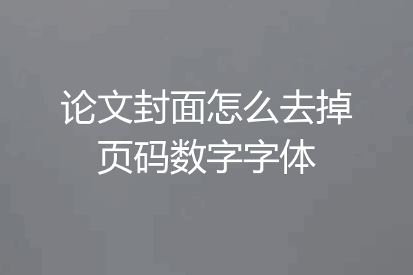 论文封面怎么去掉页码数字字体