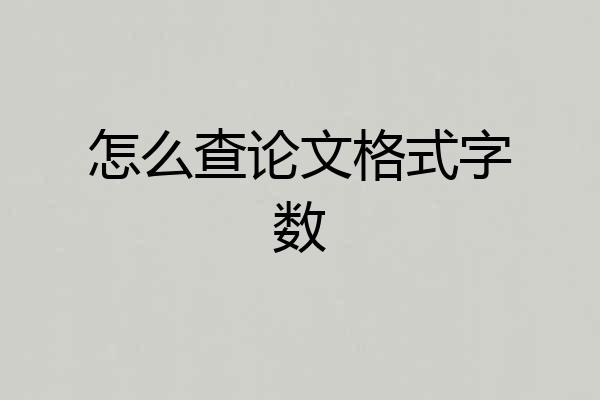 怎么查论文格式字数