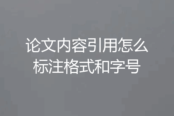论文内容引用怎么标注格式和字号
