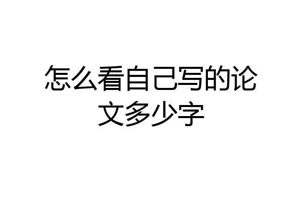 怎么看自己写的论文多少字