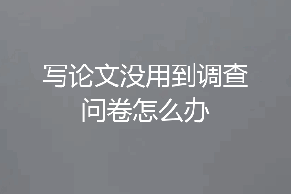 写论文没用到调查问卷怎么办