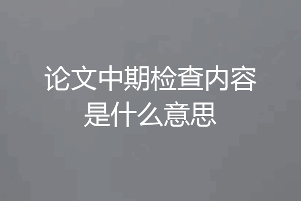 论文中期检查内容是什么意思