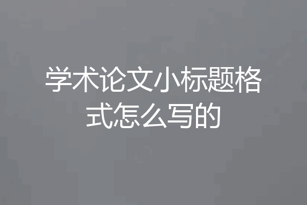 学术论文小标题格式怎么写的